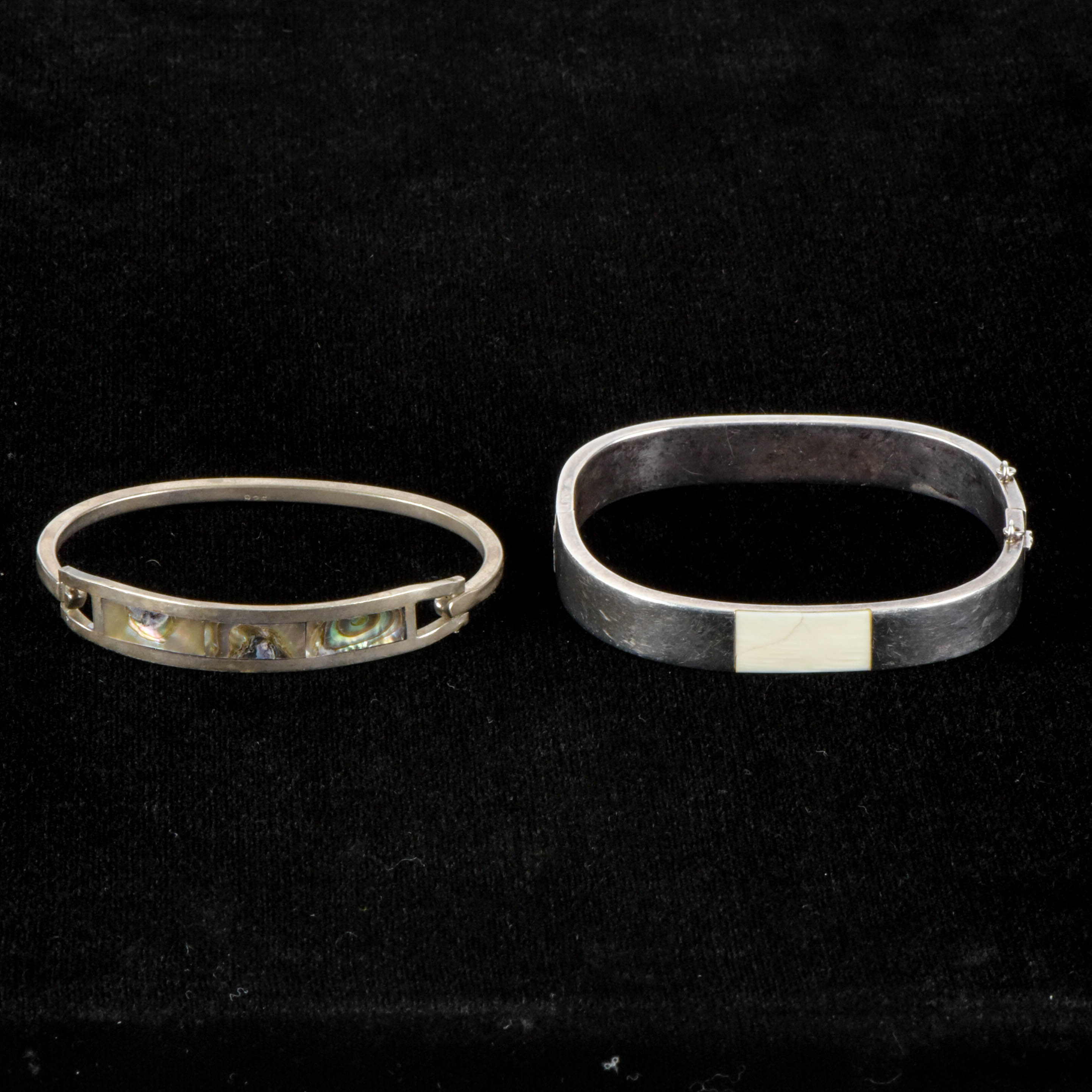 Sterling Silver Bracelets with Inlaid Shell