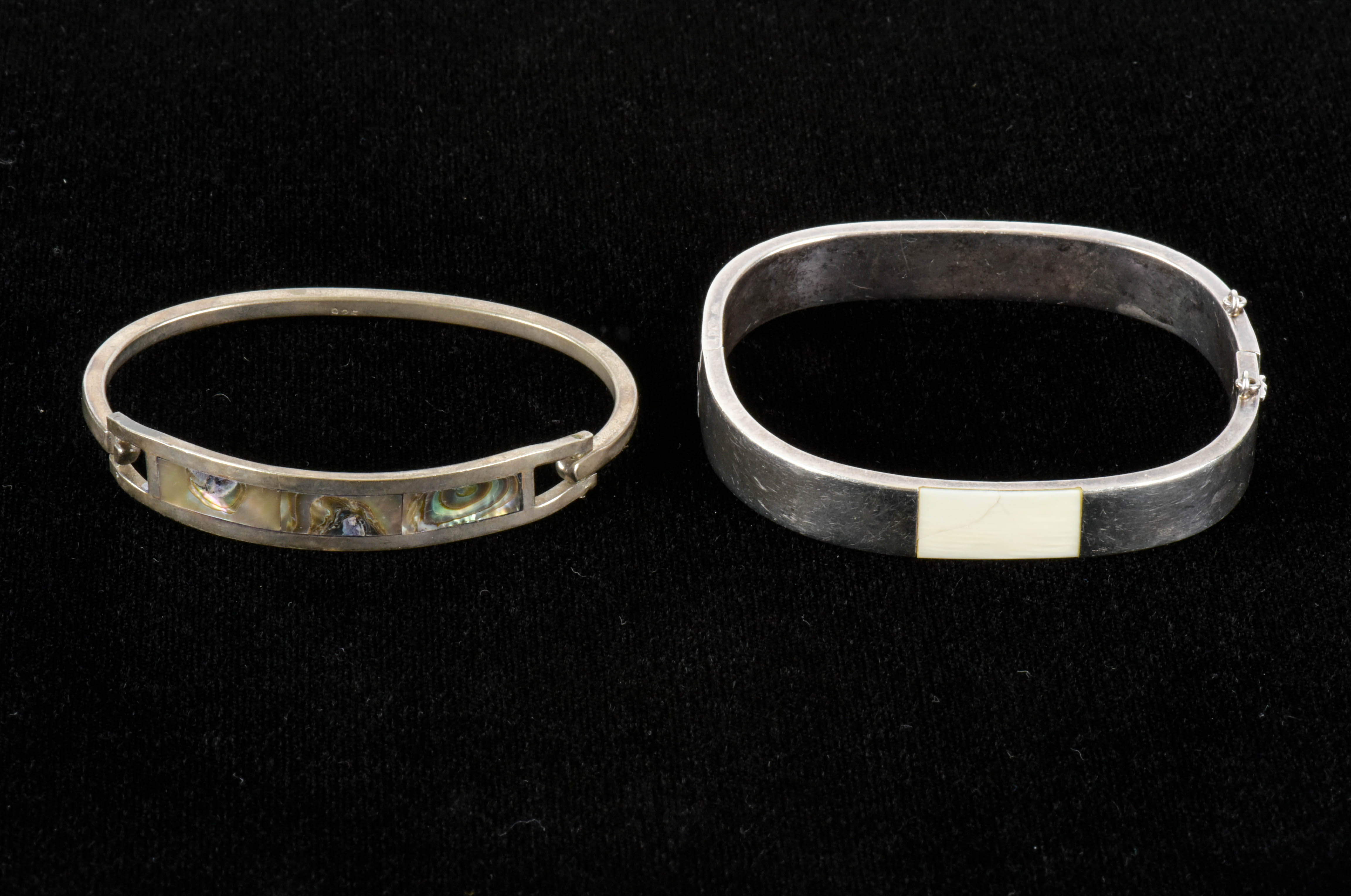 Sterling Silver Bracelets with Inlaid Shell