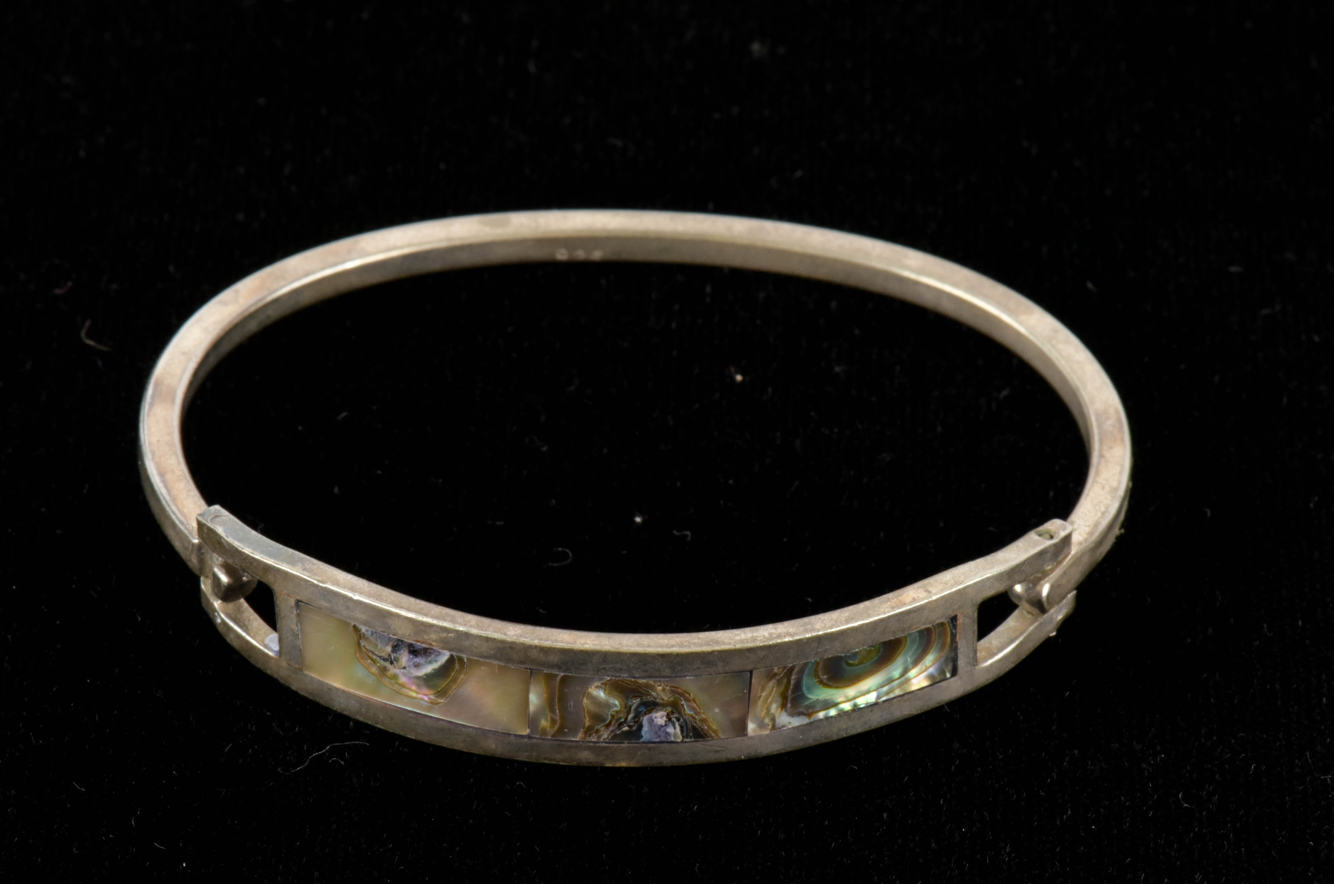 Sterling Silver Bracelets with Inlaid Shell