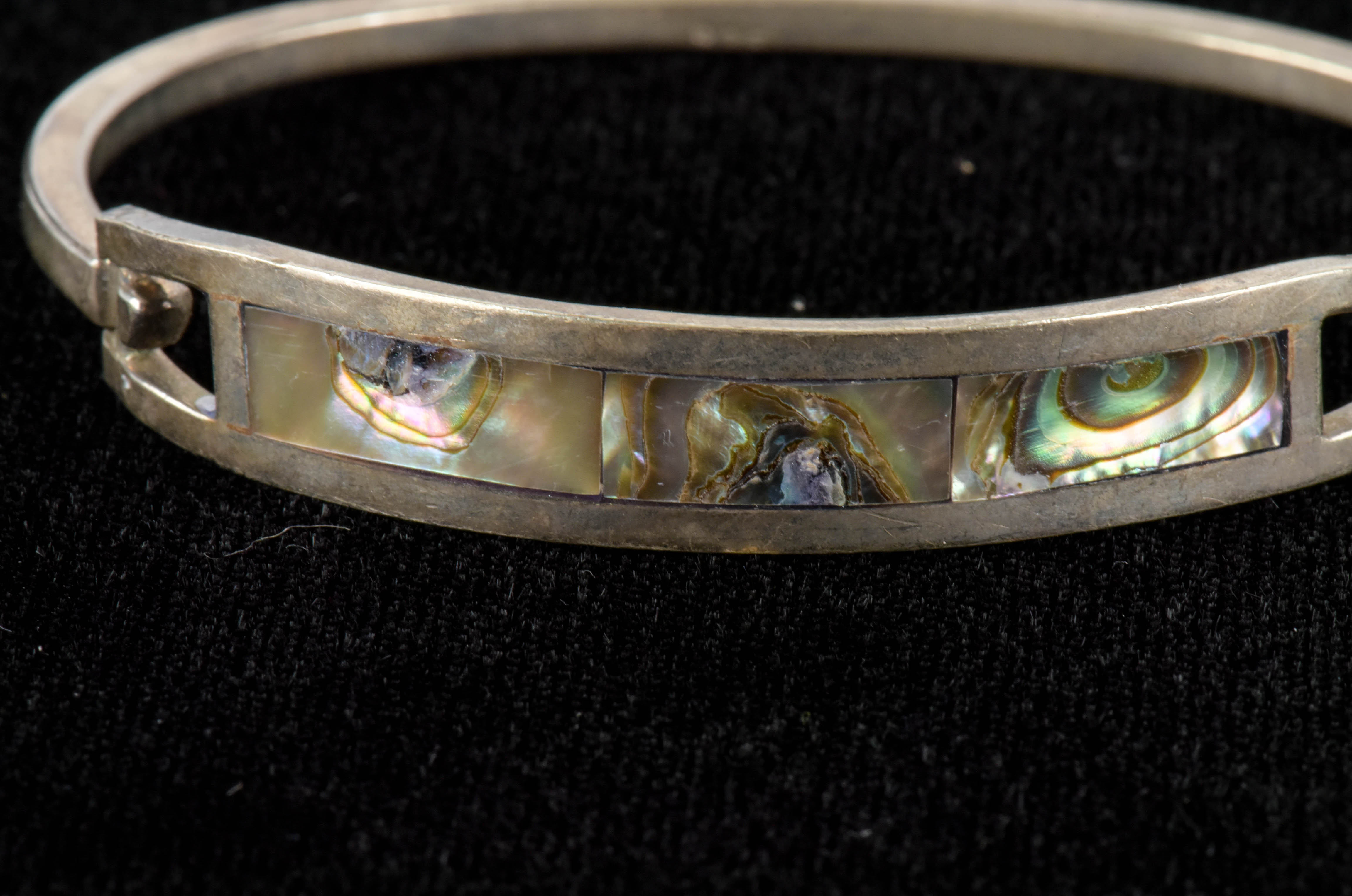 Sterling Silver Bracelets with Inlaid Shell