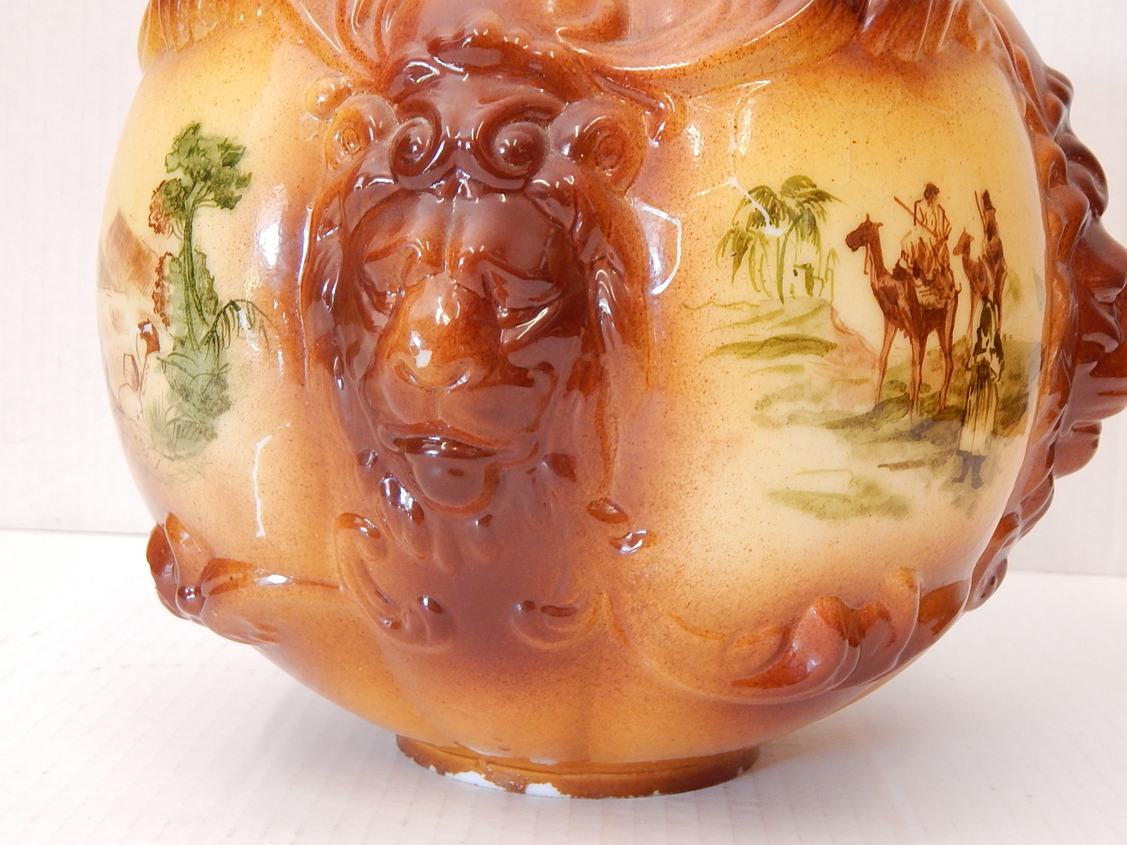 Victorian Era Electrified Gone with the Wind Lamp w/Lions Head