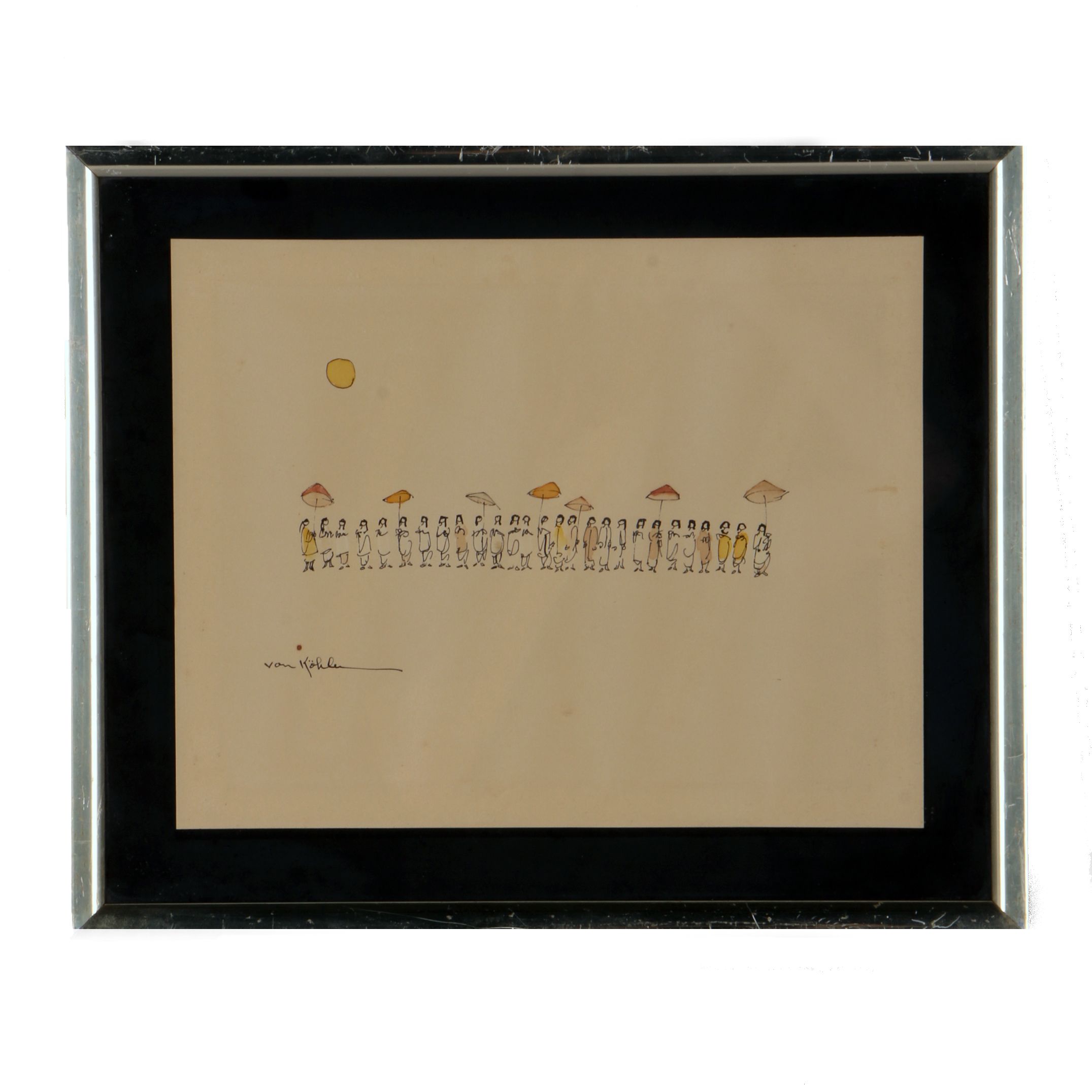 Maria Von Kohler Watercolor and Ink Drawing