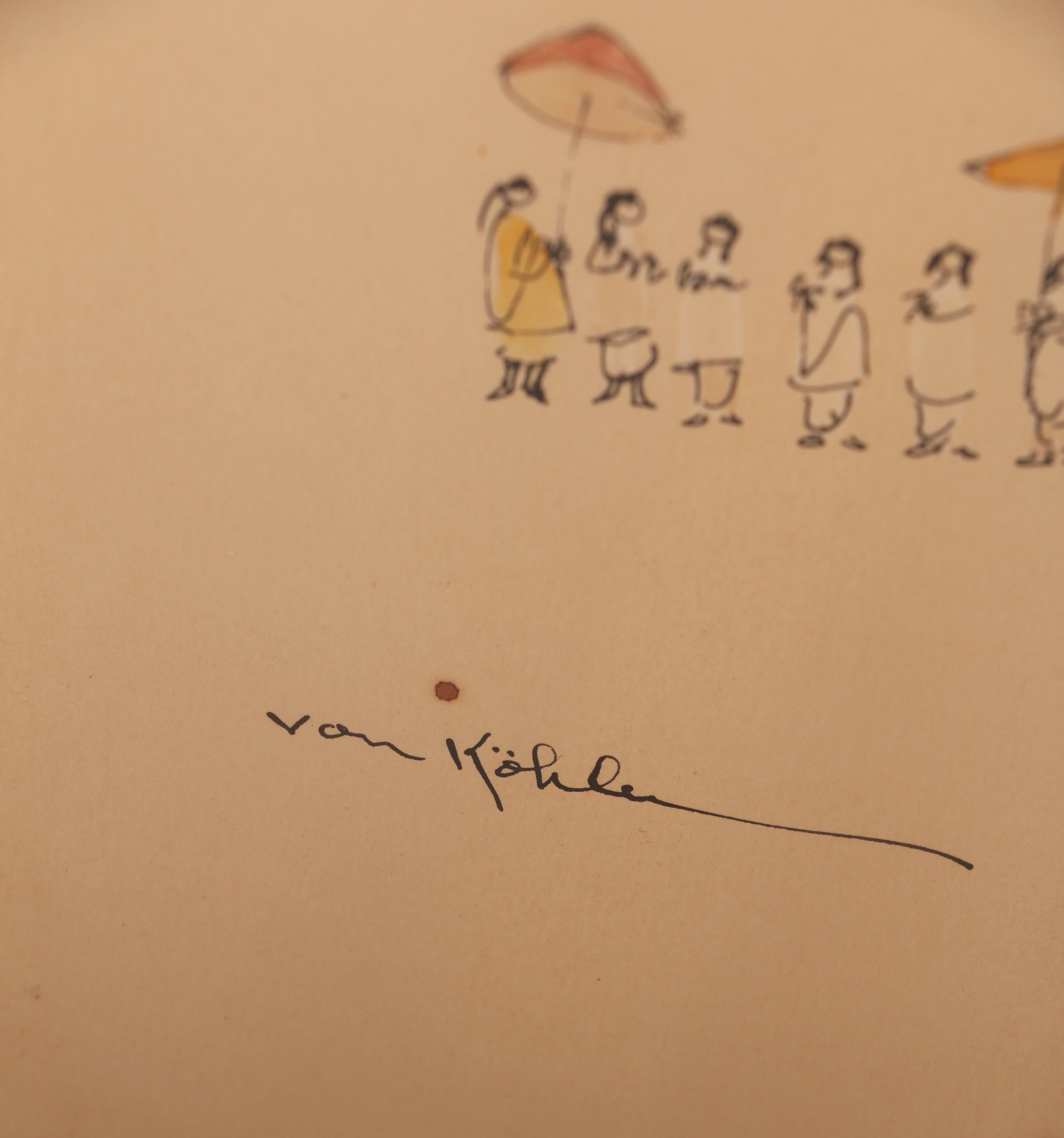 Maria Von Kohler Watercolor and Ink Drawing