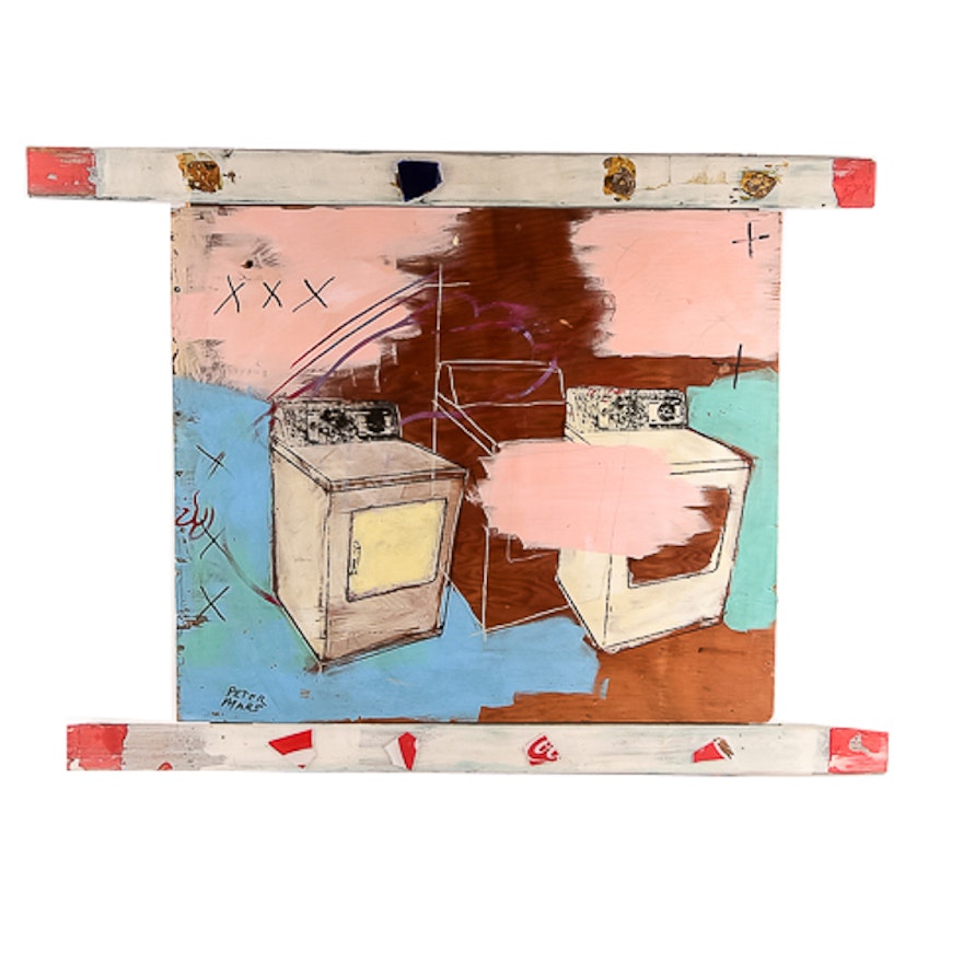 Peter Mars "Appliance Landscape" Original Pop Art Painting on Wood