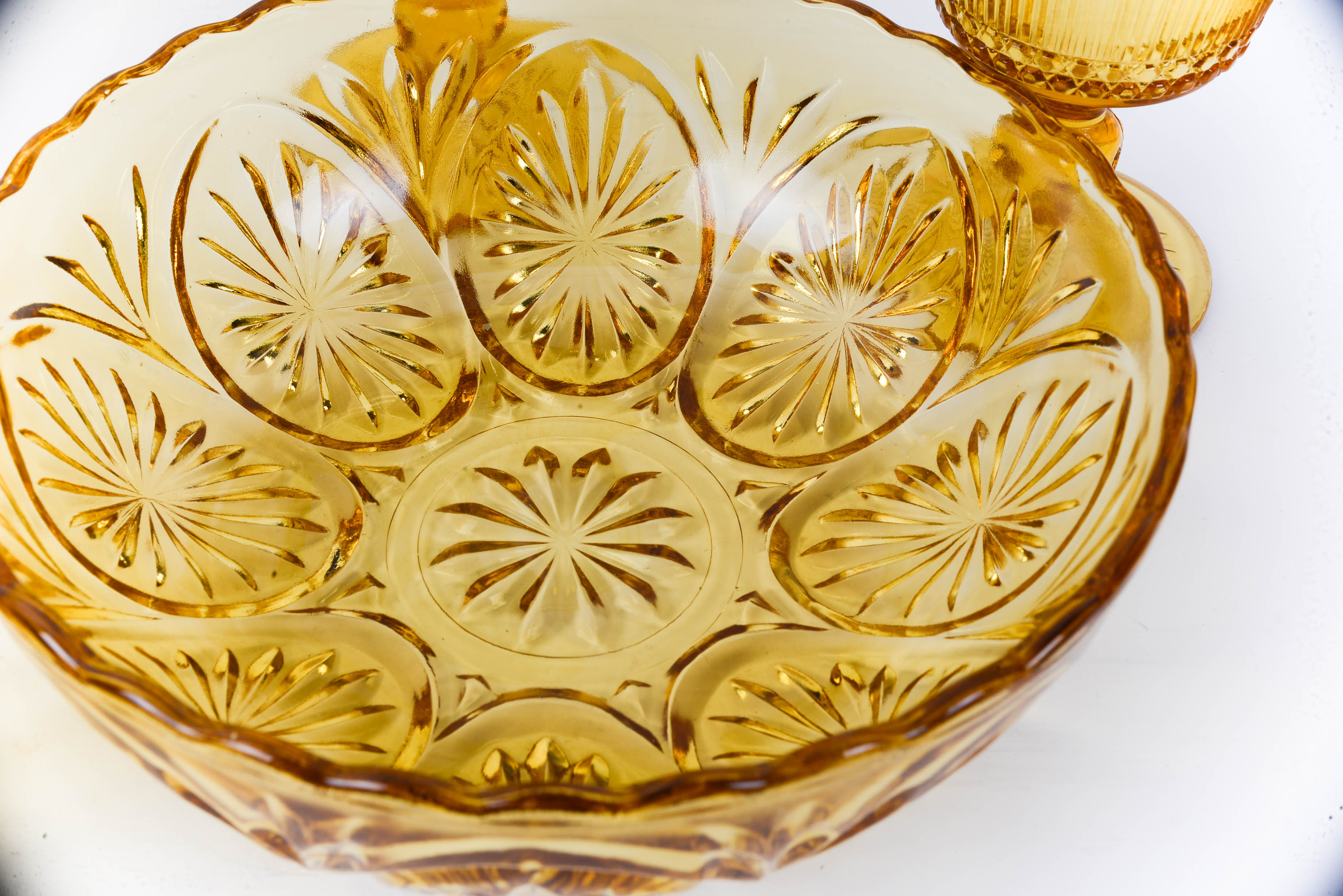 Set of Amber Colored Goblets and Bowls