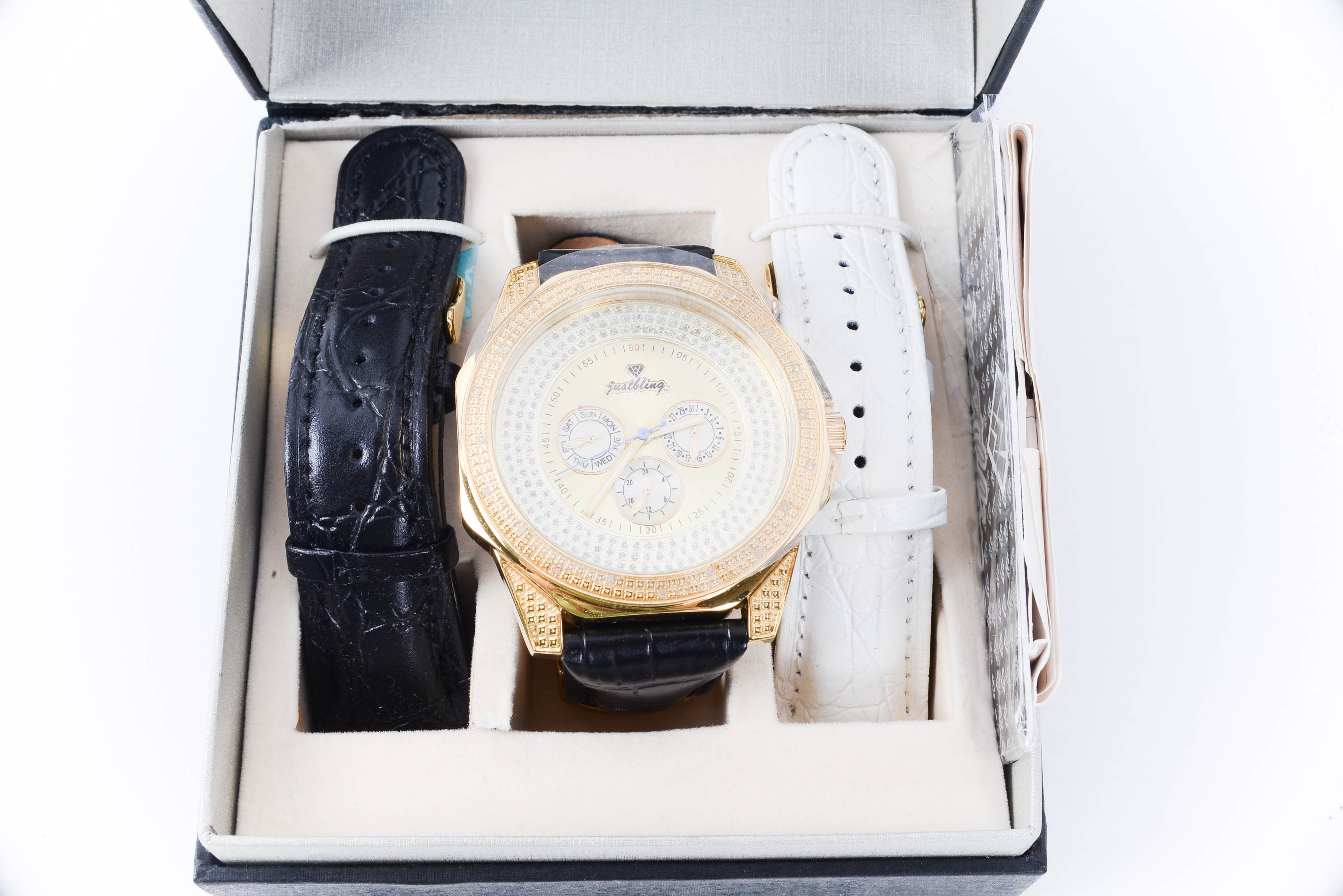 JustBling Diamond Bezel Chronograph Watch JB-6212