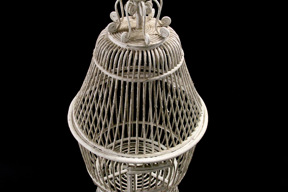 White Wicker Birdcage