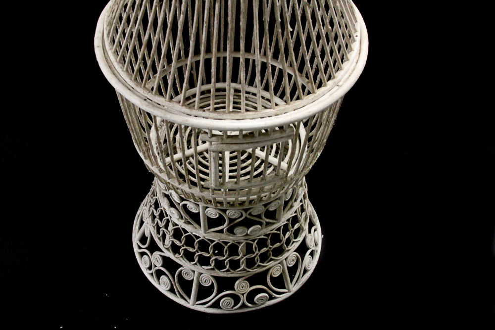 White Wicker Birdcage