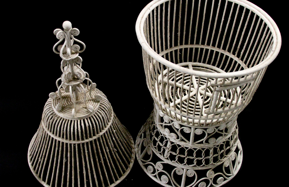White Wicker Birdcage