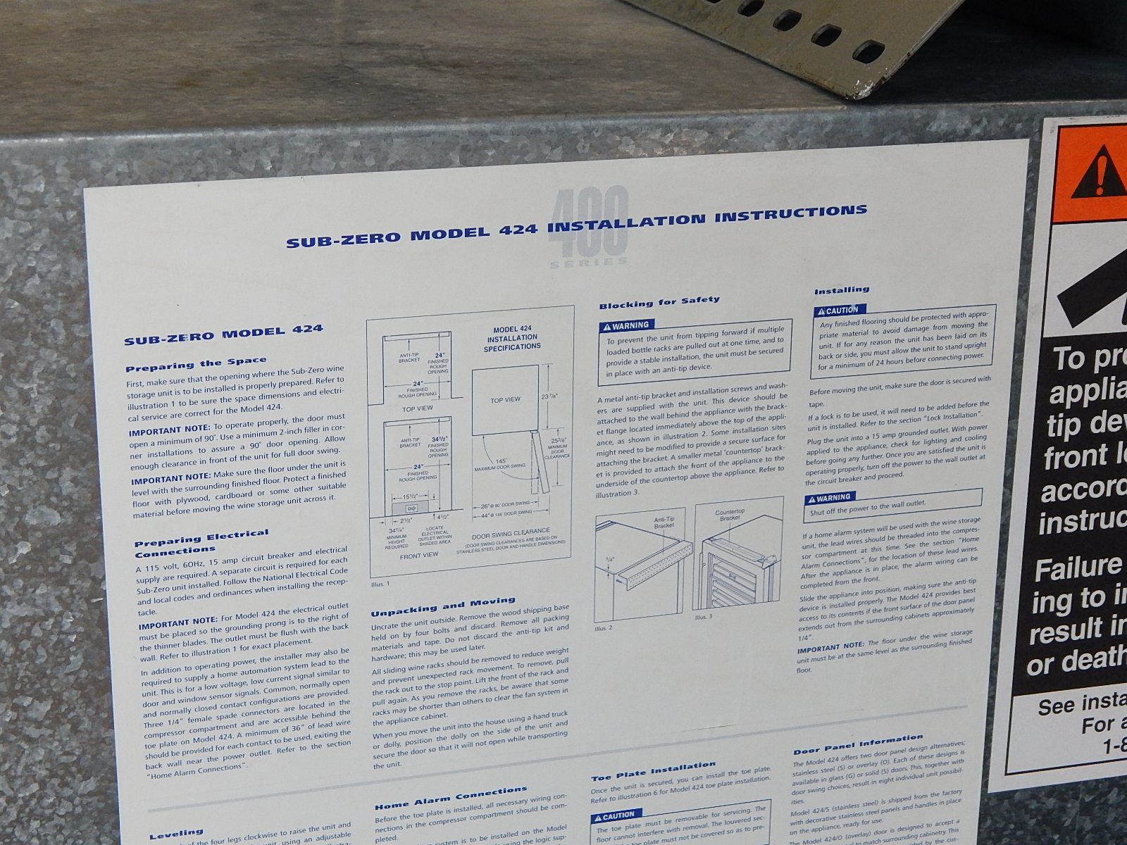 SubZero 424 Dual Zone Under-Counter Wine Storage