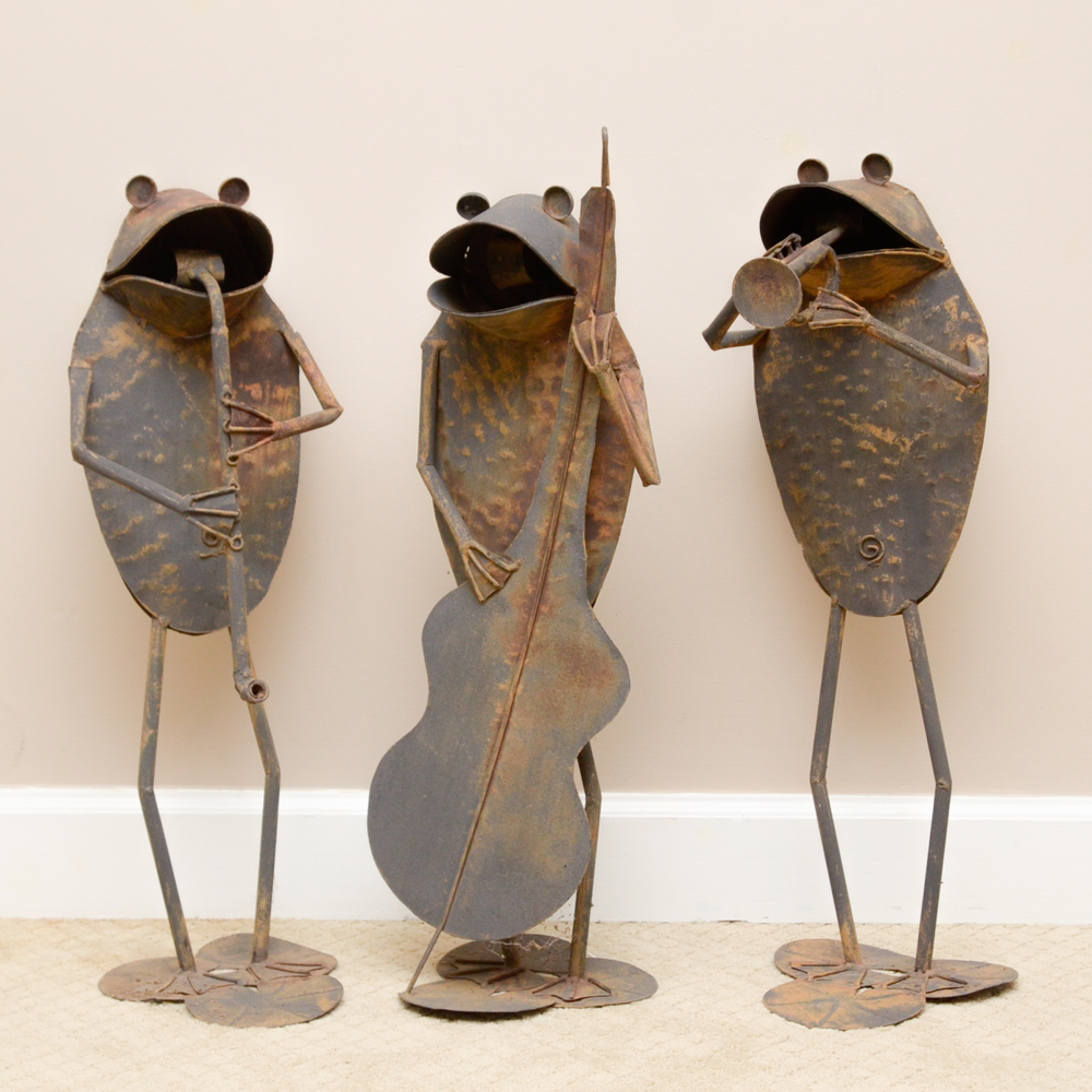 Trio of Metal Frog Musicians