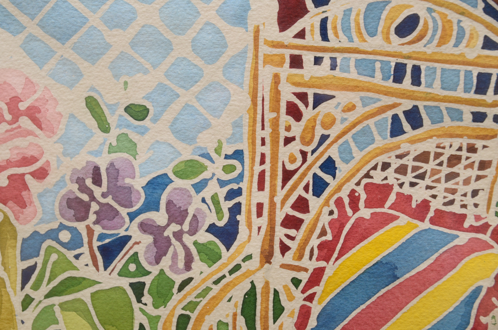 Bernice Duvall "Garden Room" Wax Resist Watercolor