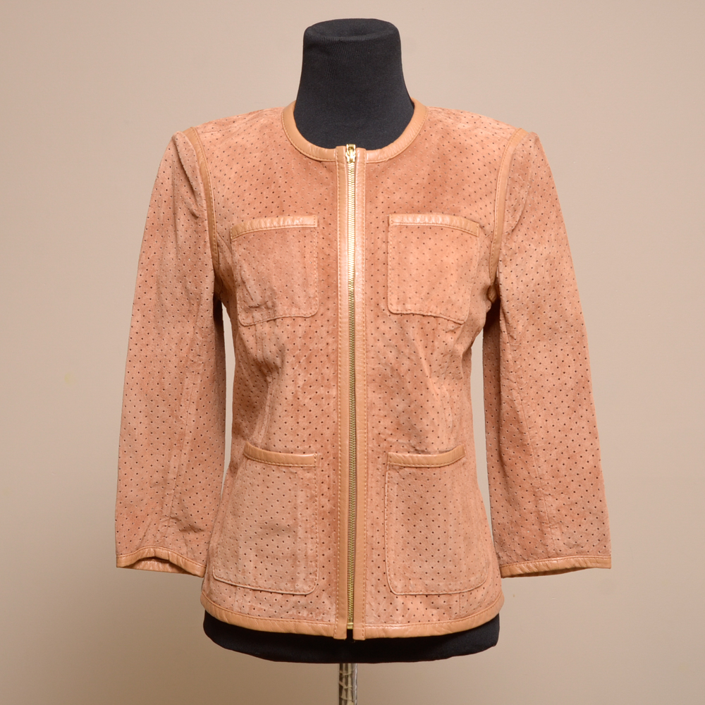 Tory Burch Perforated Suede Jacket, Size 2