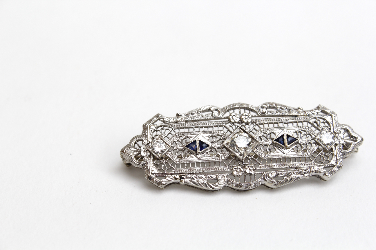 Diamond and Sapphire Brooch