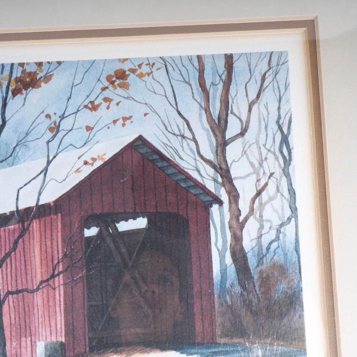 Framed and Signed Print of "Graham Covered Bridge" by Herman Fox