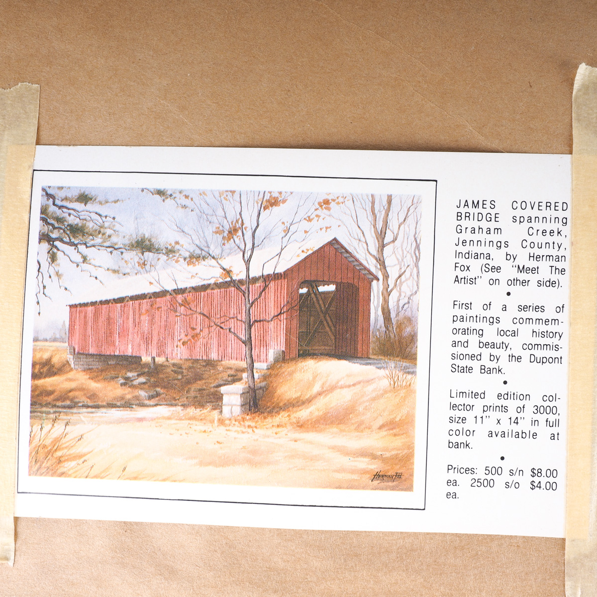 Framed and Signed Print of "Graham Covered Bridge" by Herman Fox
