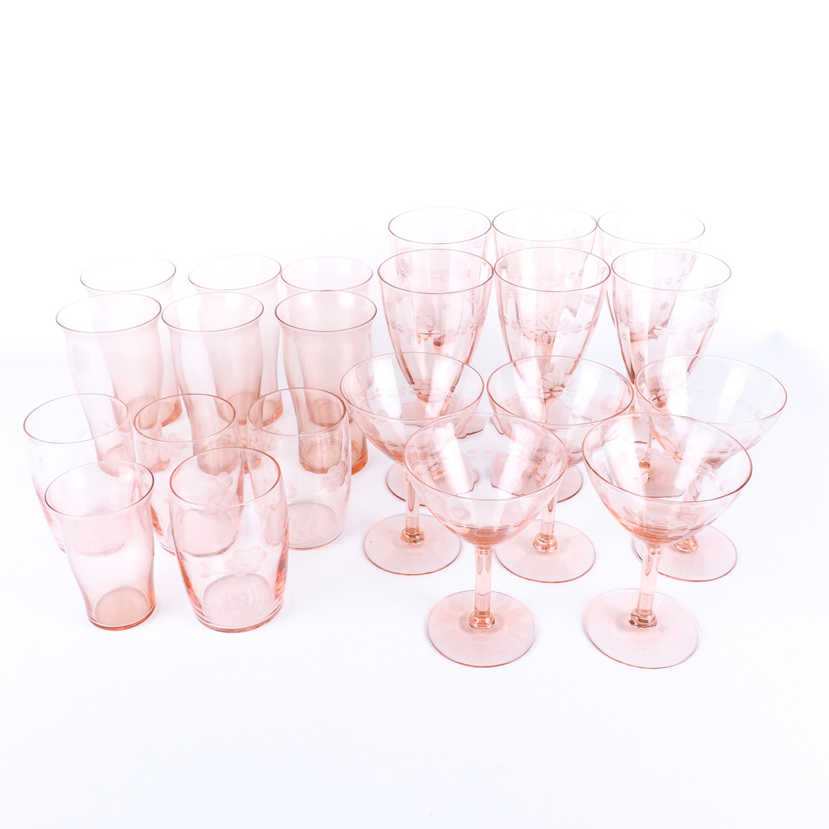 Vintage Pink Glass Stemware