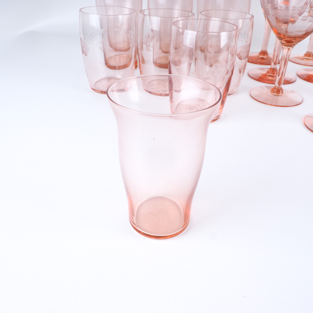 Vintage Pink Glass Stemware