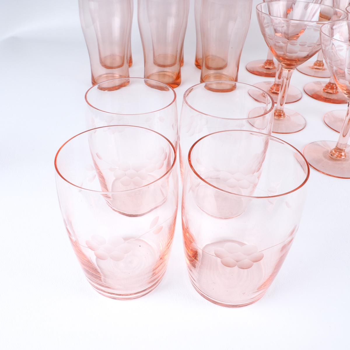 Vintage Pink Glass Stemware