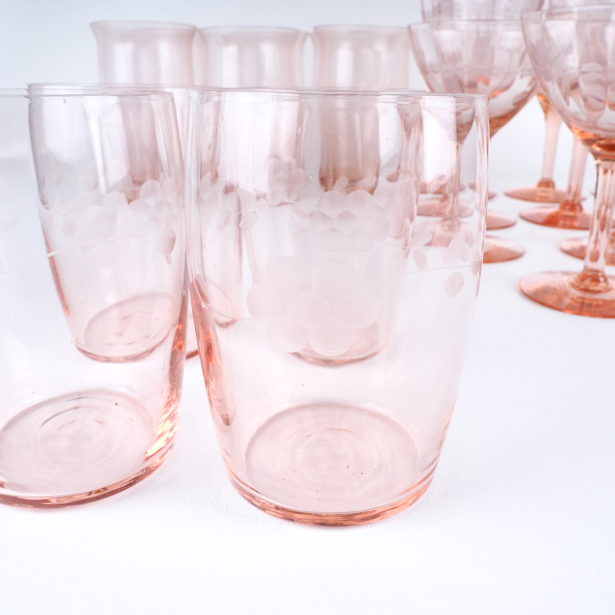 Vintage Pink Glass Stemware