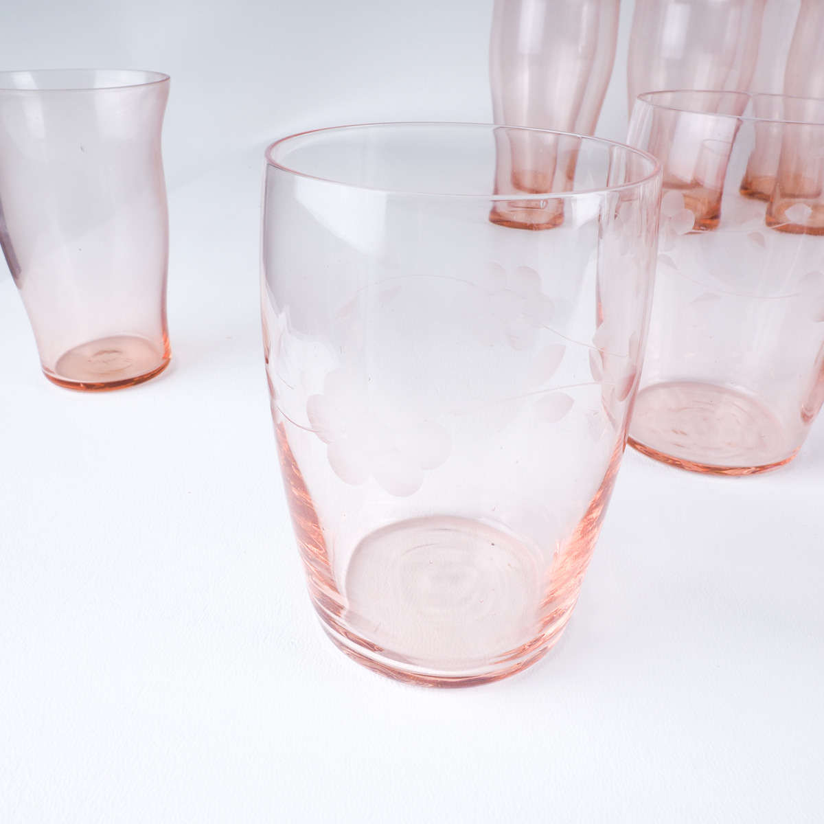 Vintage Pink Glass Stemware