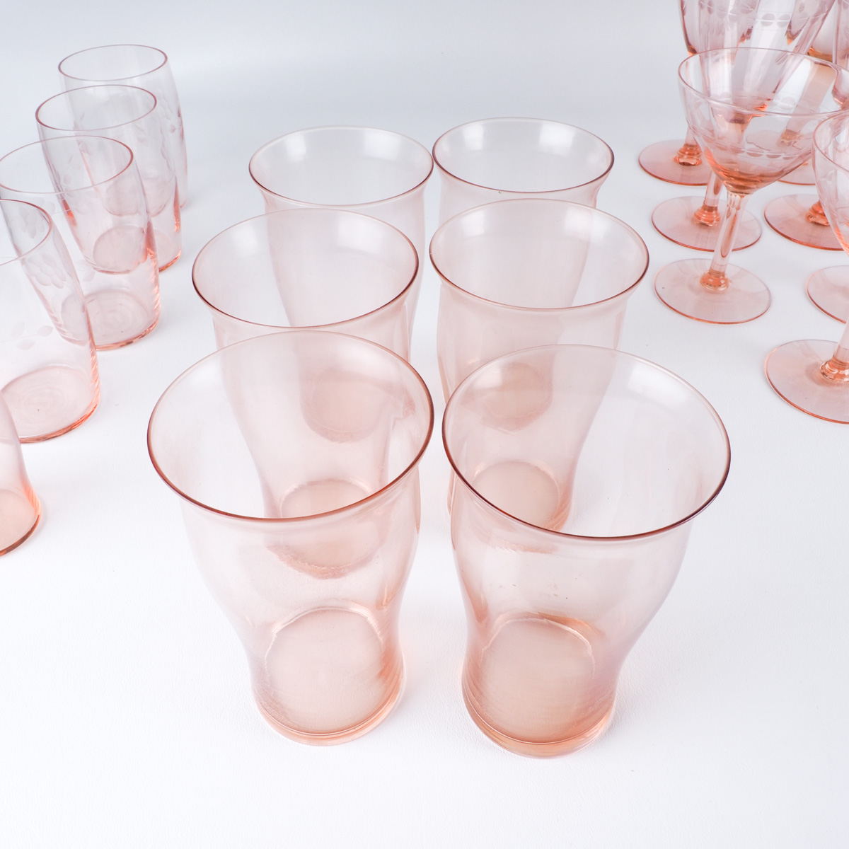 Vintage Pink Glass Stemware
