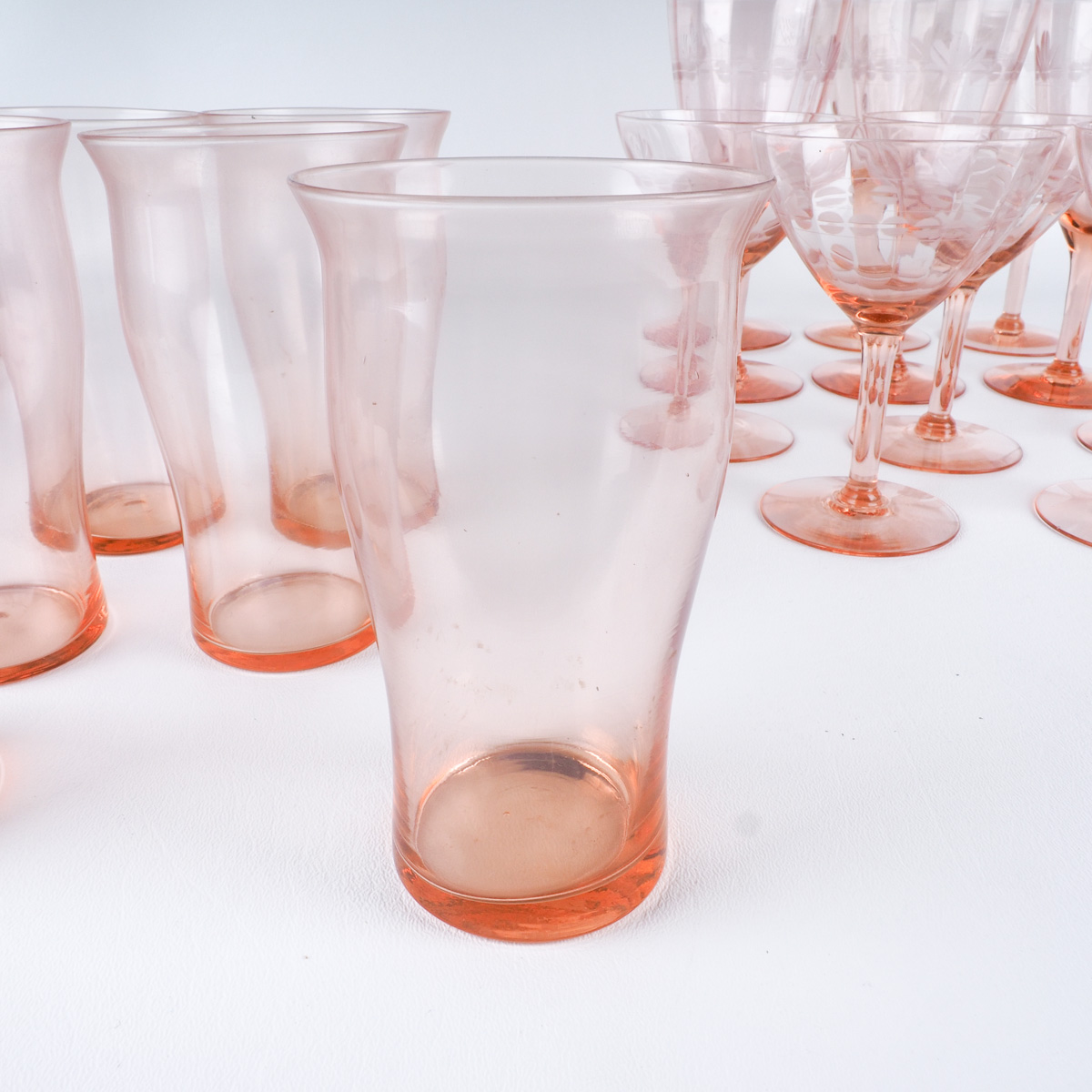 Vintage Pink Glass Stemware