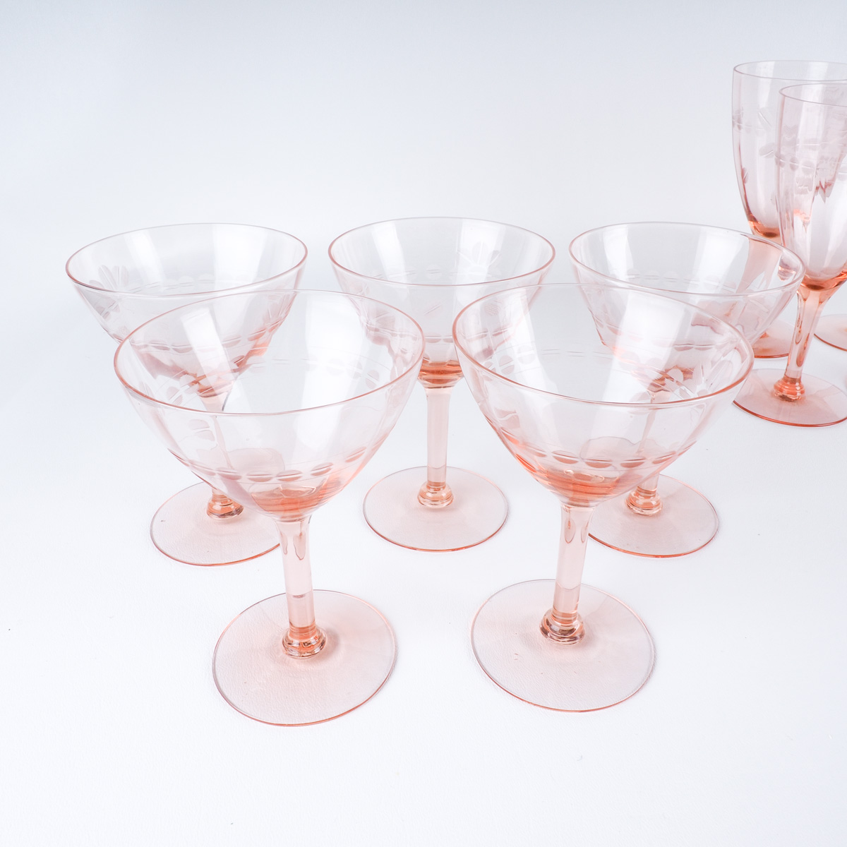 Vintage Pink Glass Stemware