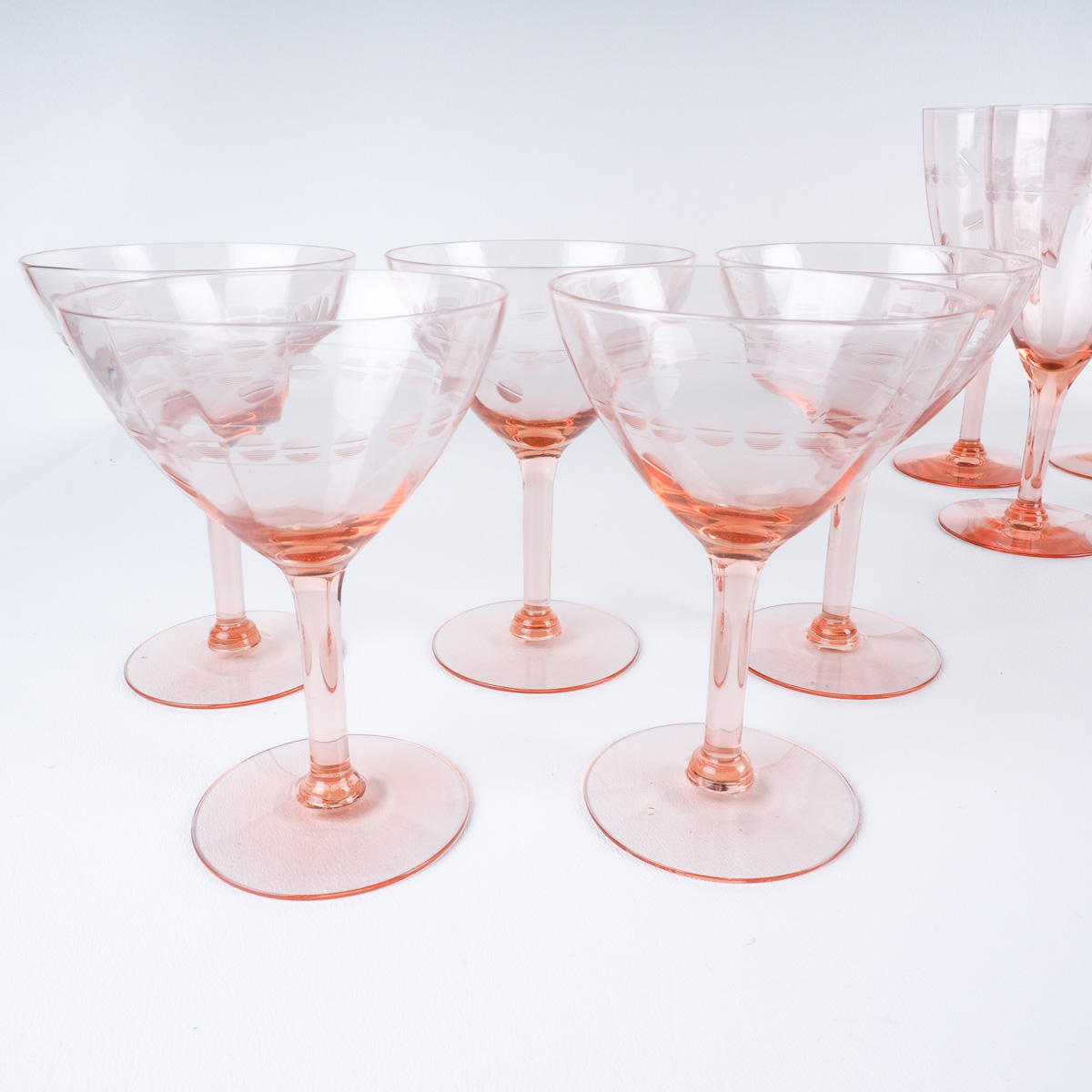 Vintage Pink Glass Stemware