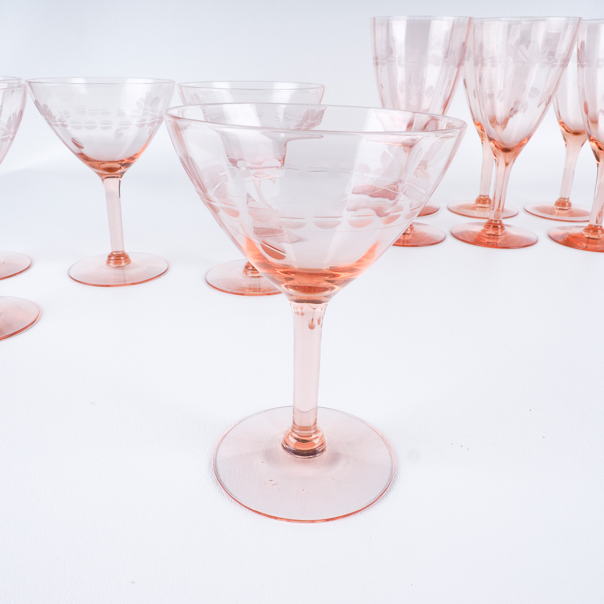 Vintage Pink Glass Stemware