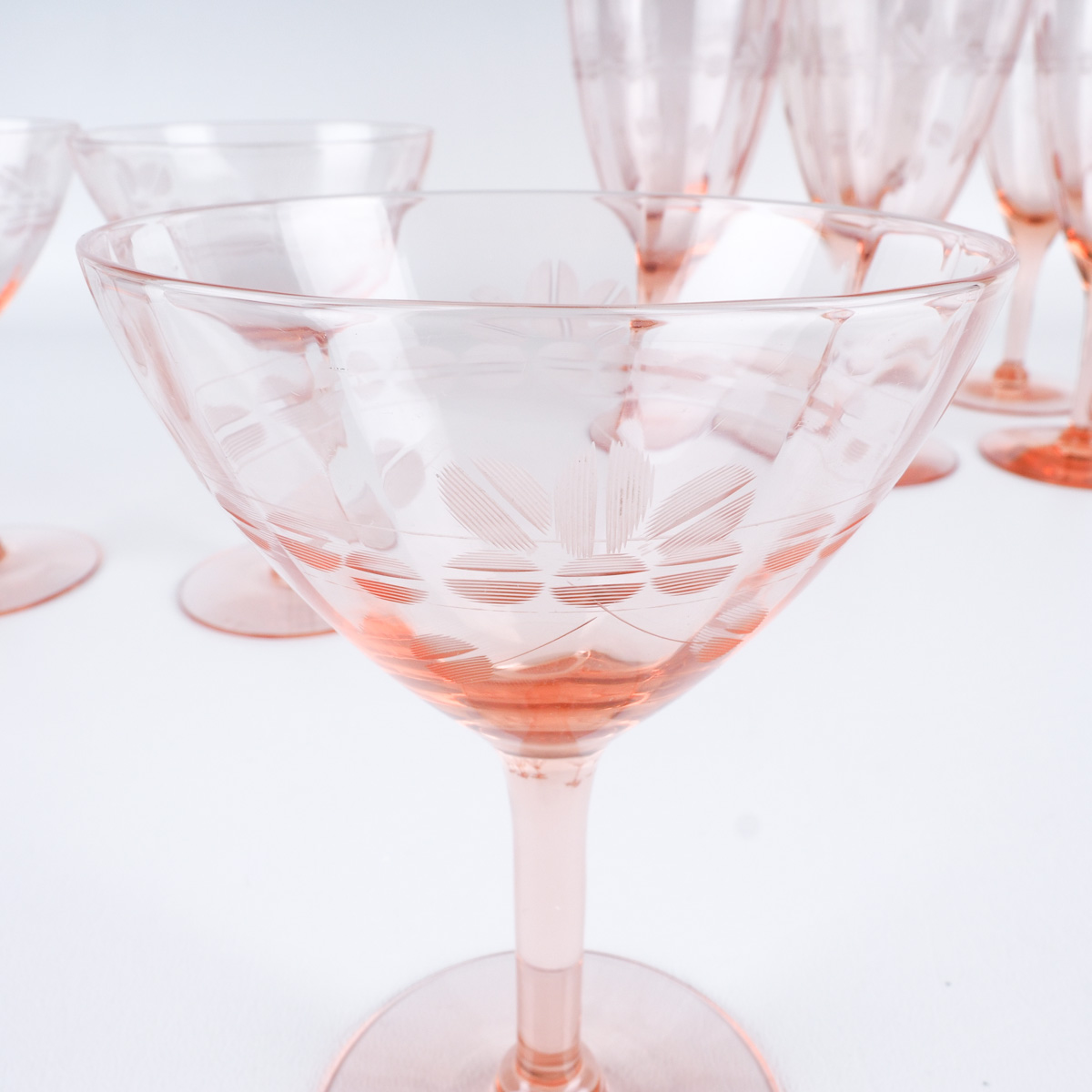Vintage Pink Glass Stemware