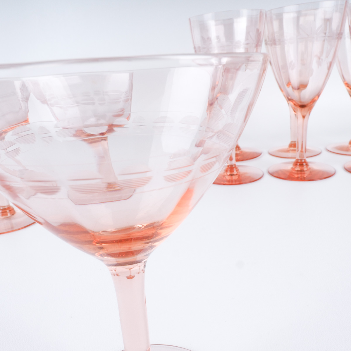 Vintage Pink Glass Stemware