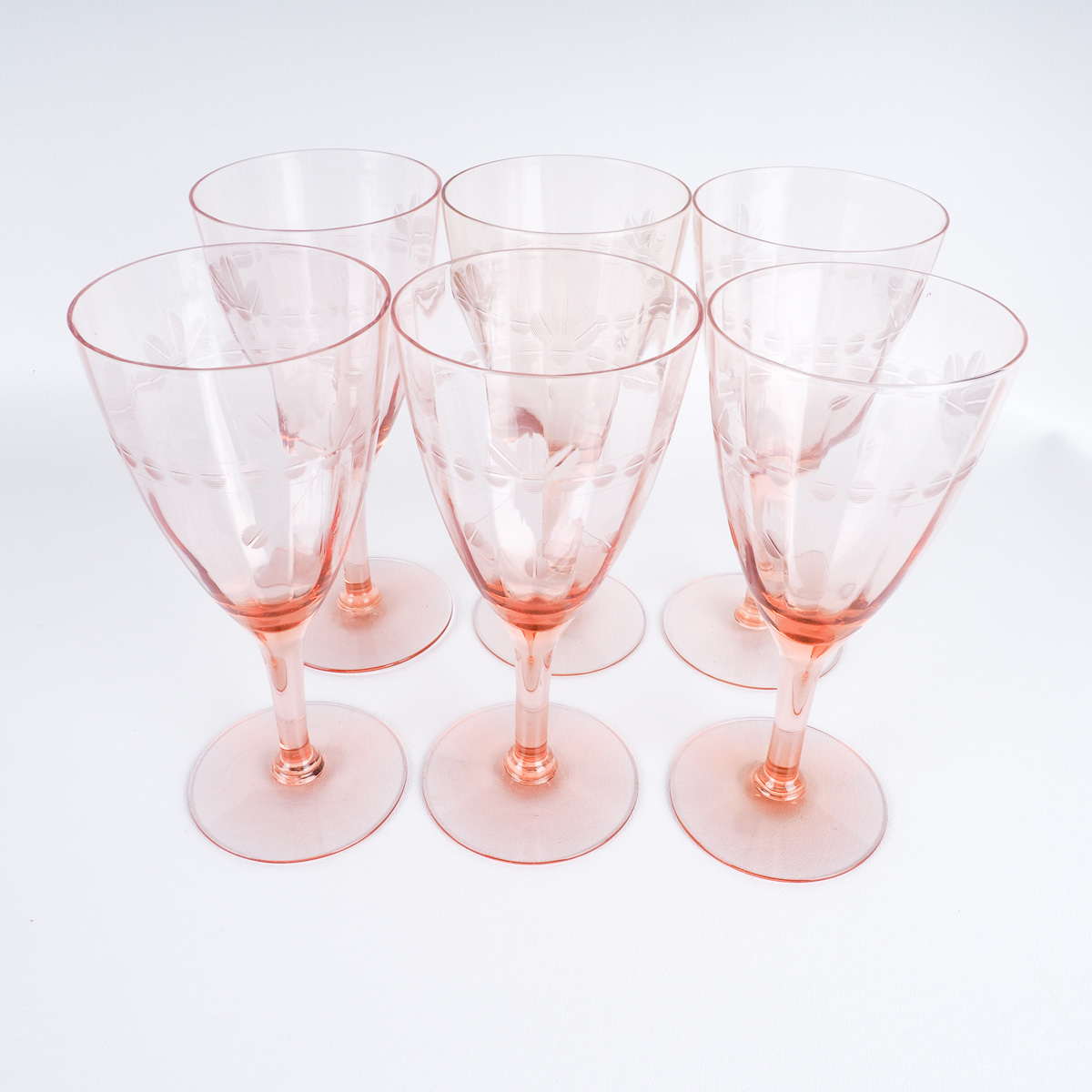 Vintage Pink Glass Stemware