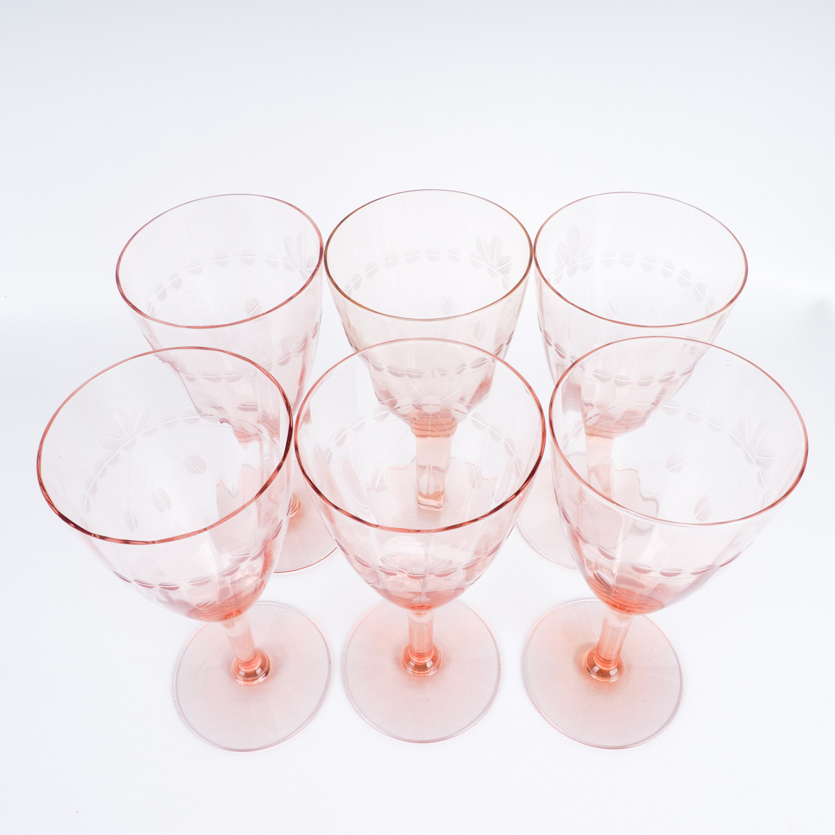 Vintage Pink Glass Stemware