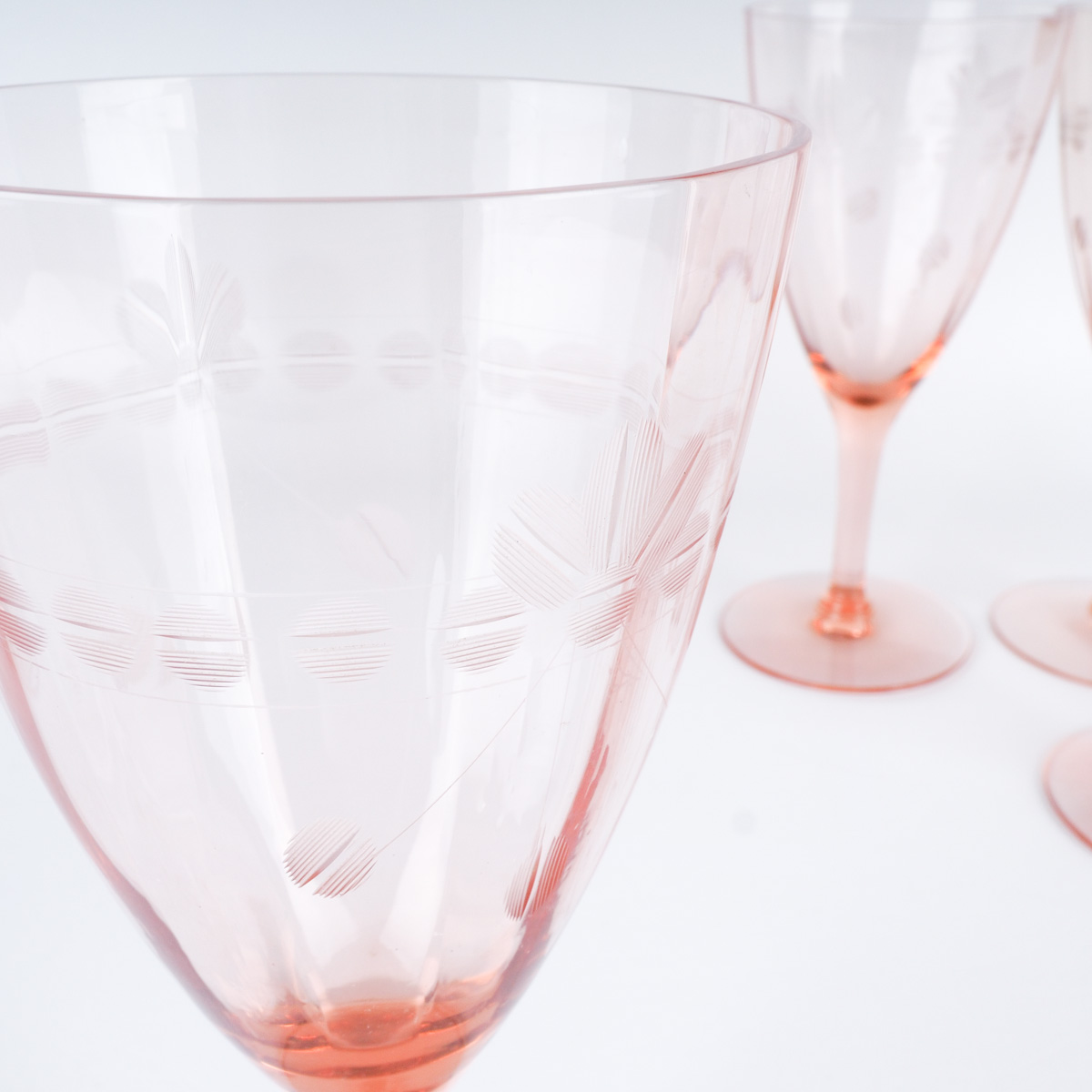 Vintage Pink Glass Stemware