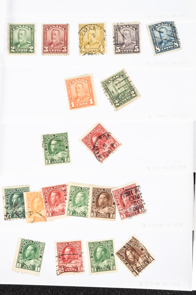 Collection of Canadian Stamps of King George V