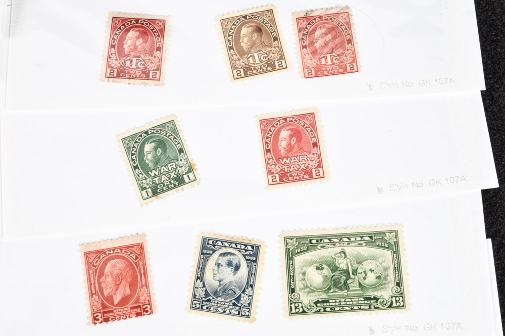 Collection of Canadian Stamps of King George V