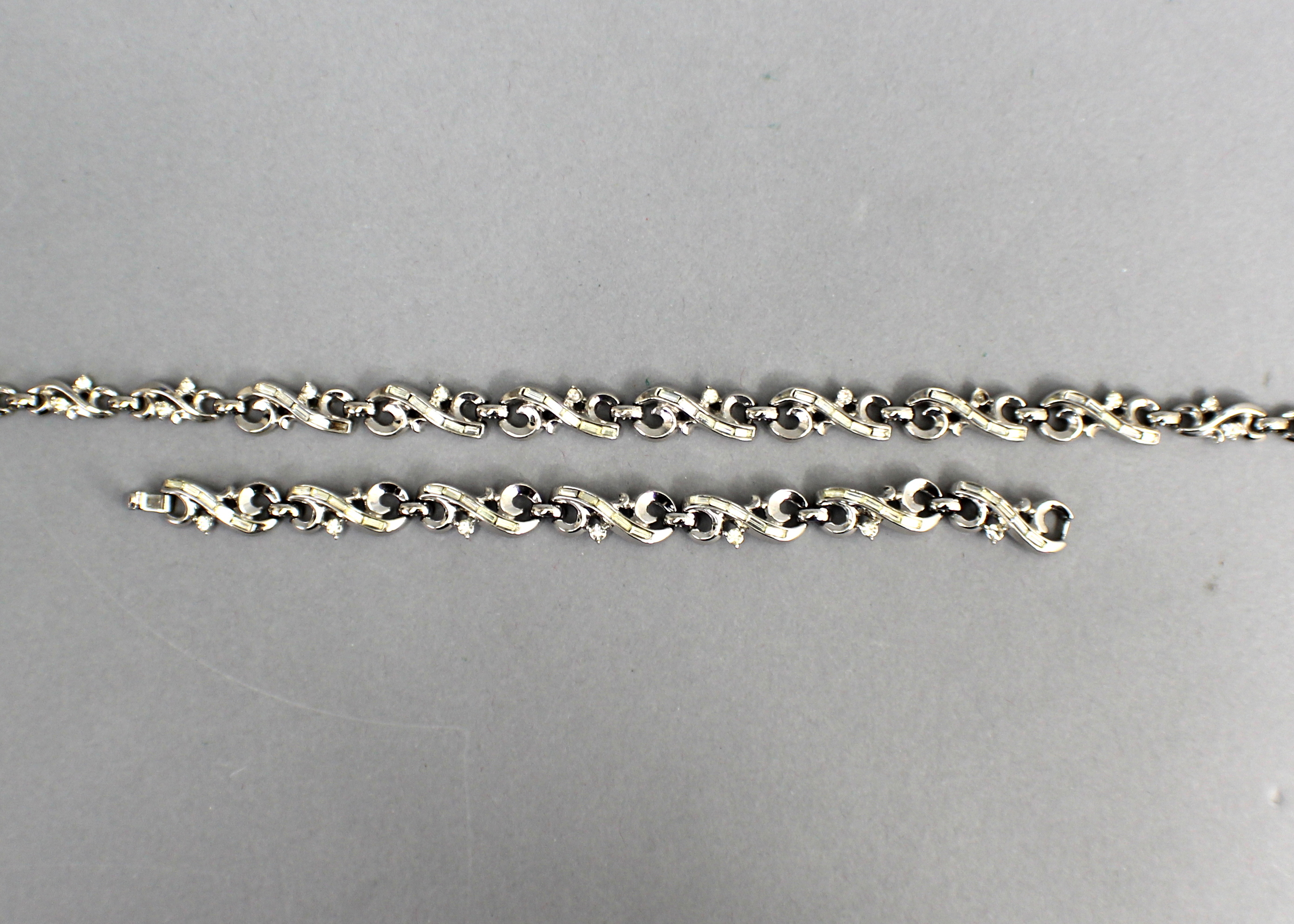 Rhinestone Bracelet and Necklace Set