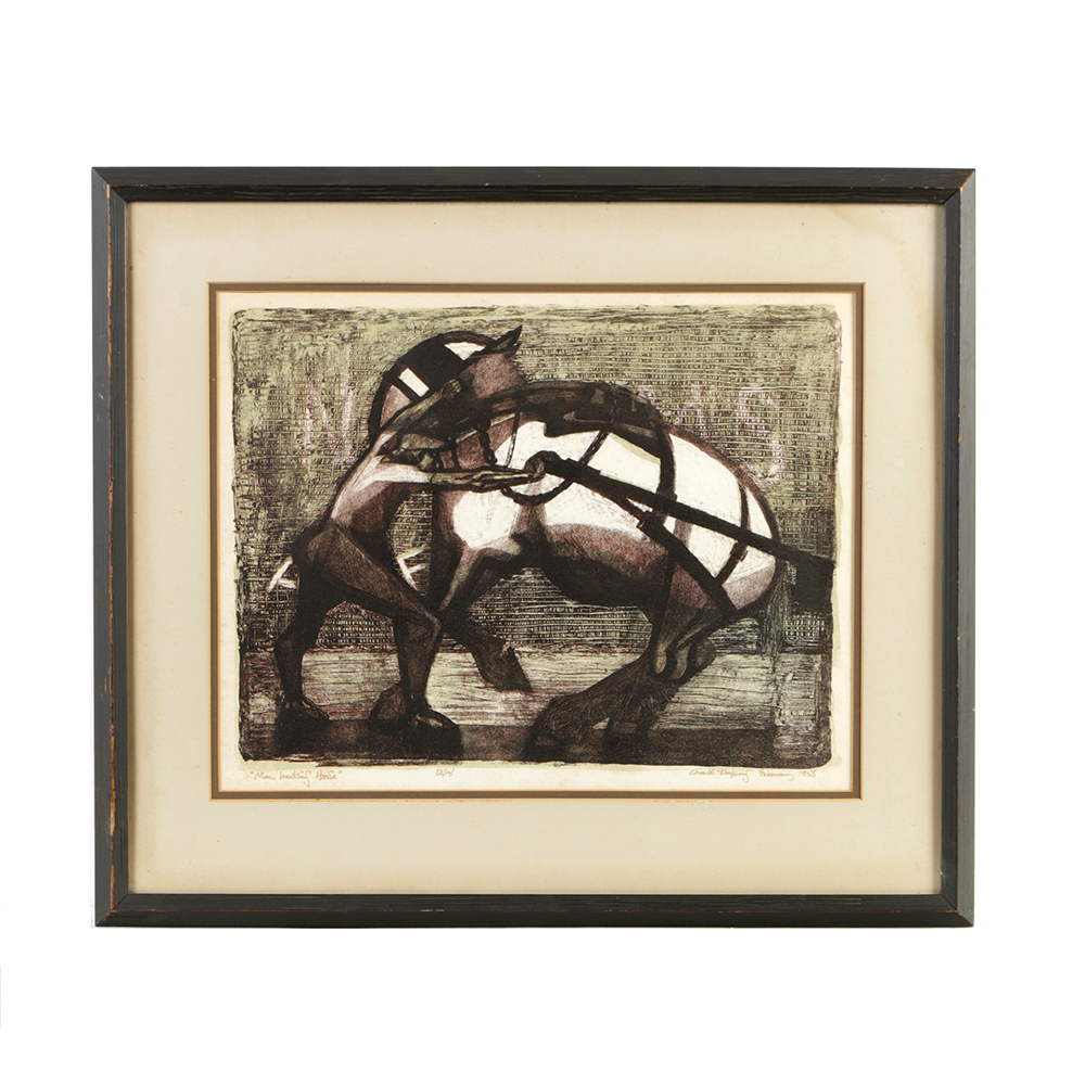 Charles Keeping Original Lithograph on Paper "Man Backing Horse"