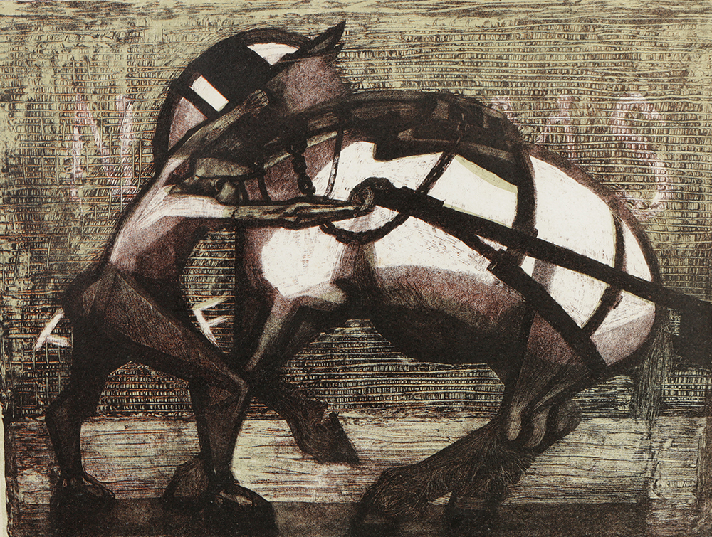 Charles Keeping Original Lithograph on Paper "Man Backing Horse"