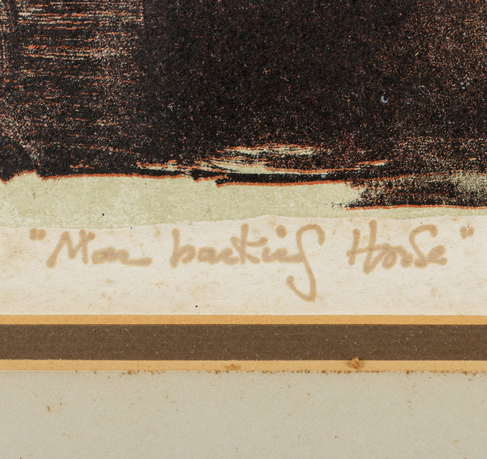 Charles Keeping Original Lithograph on Paper "Man Backing Horse"