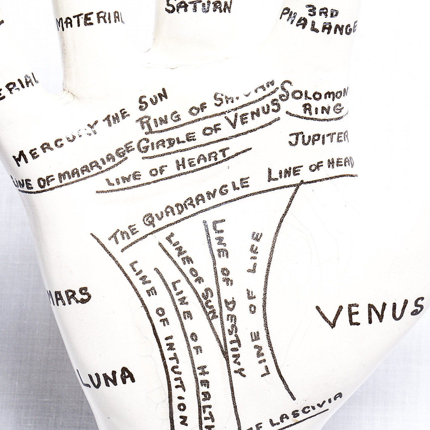 Vintage Porcelain Palmistry Model with Paper Guide