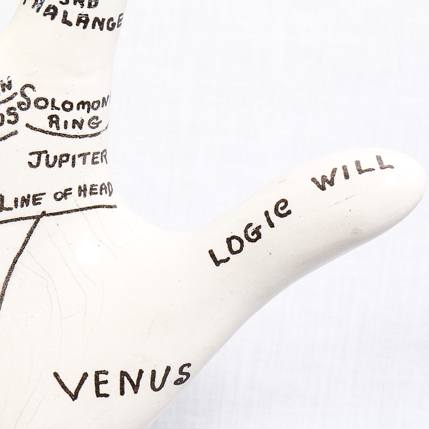 Vintage Porcelain Palmistry Model with Paper Guide