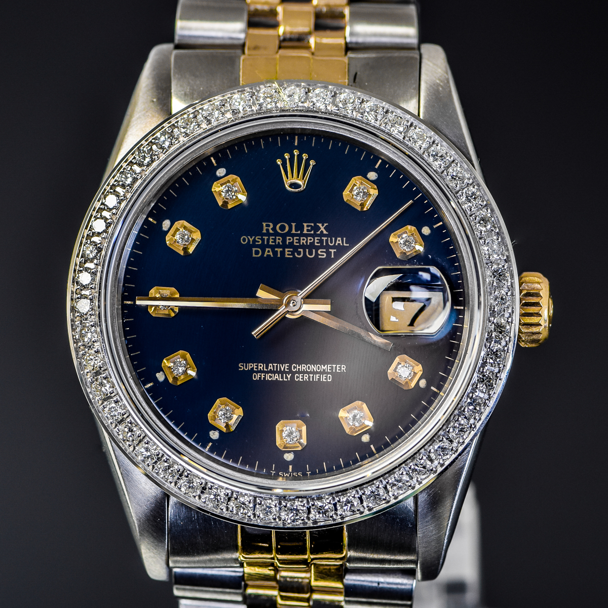 Men's Rolex Datejust Two-Tone 18K Yellow Gold and Diamond Watch with Jubilee Bracelet