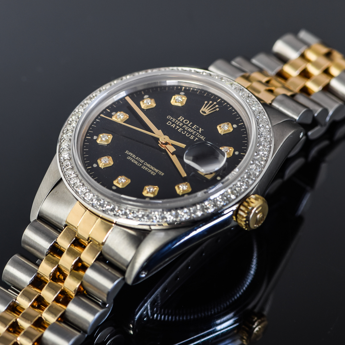 Men's Rolex Datejust Two-Tone 18K Yellow Gold and Diamond Watch with Jubilee Bracelet