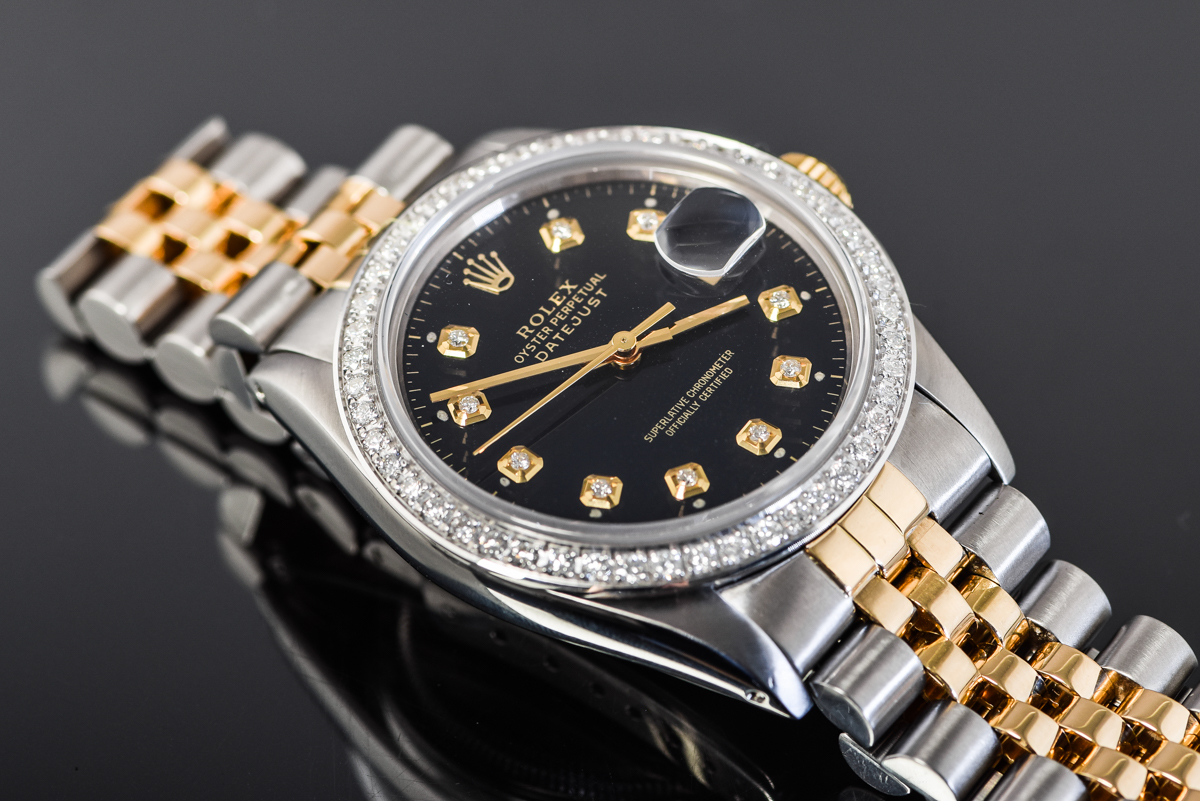 Men's Rolex Datejust Two-Tone 18K Yellow Gold and Diamond Watch with Jubilee Bracelet