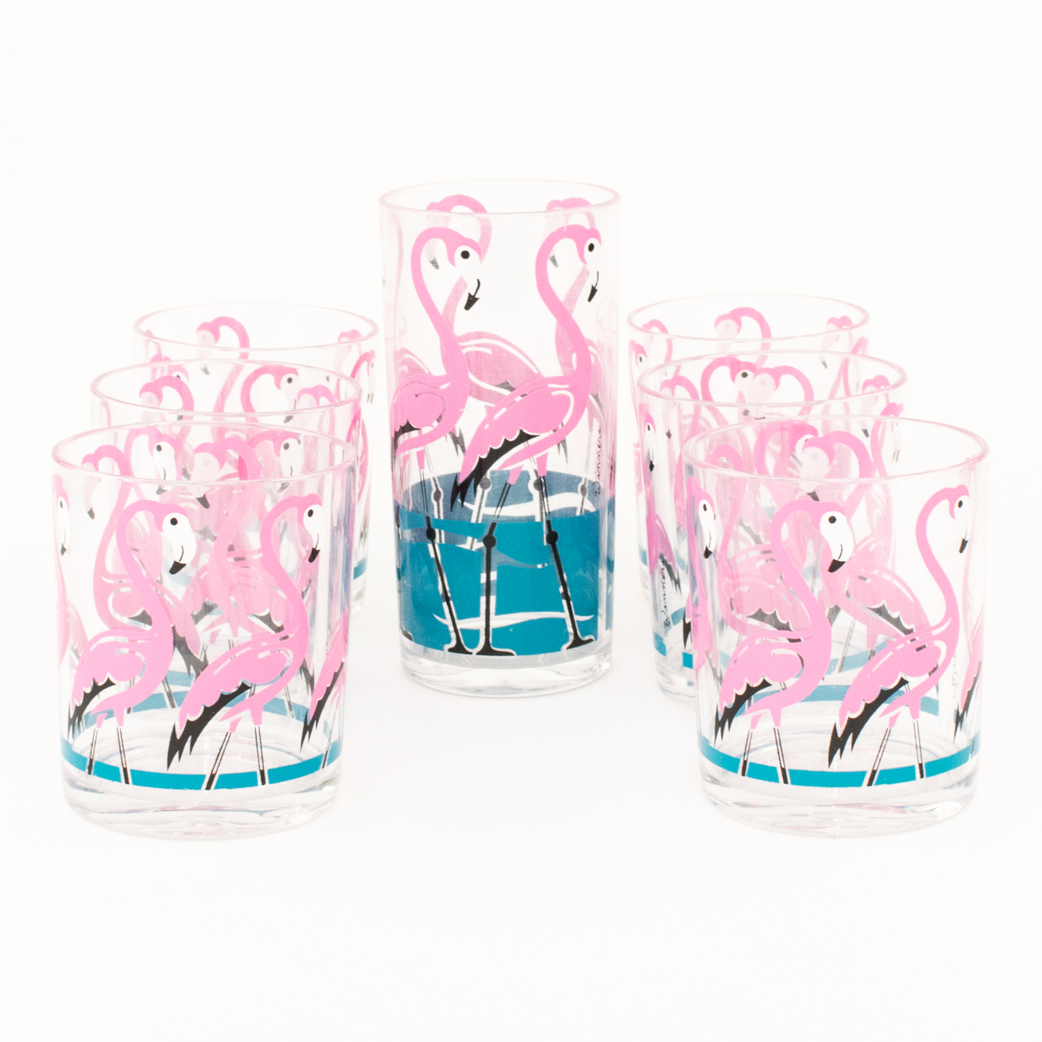 Vintage HJ Stotter Inc. Art Deco Acrylic Flamingo Glasses