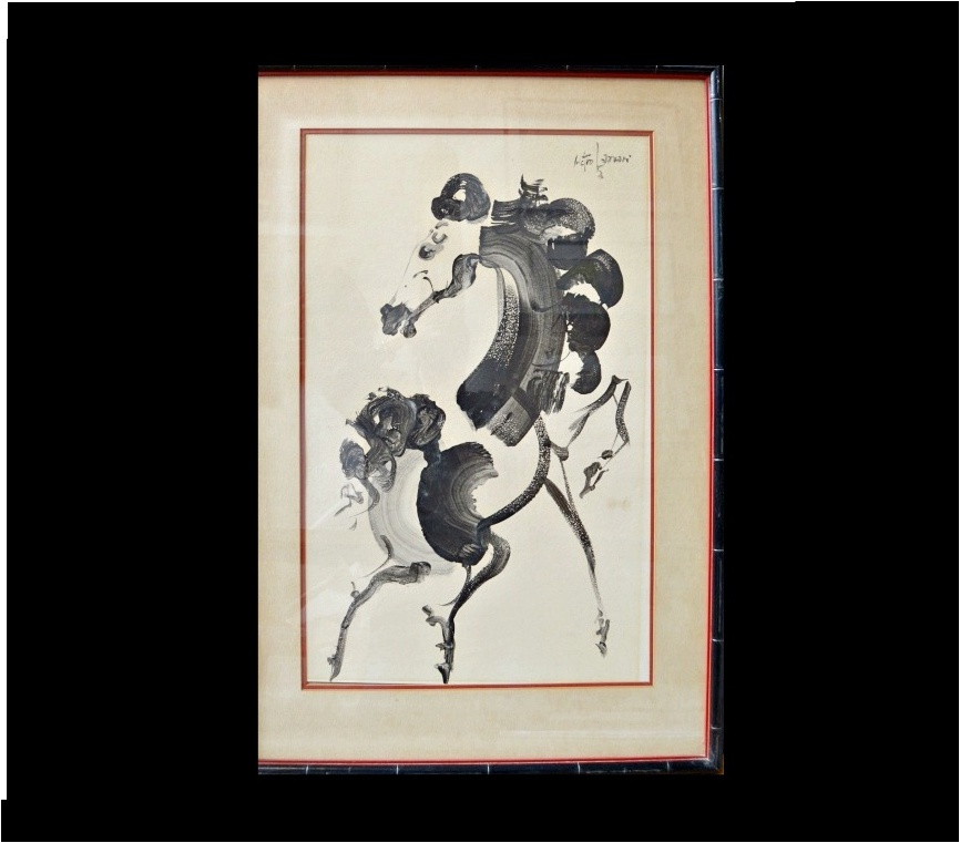 Original Signed Sumi Ink Painting on Paper of a Horse