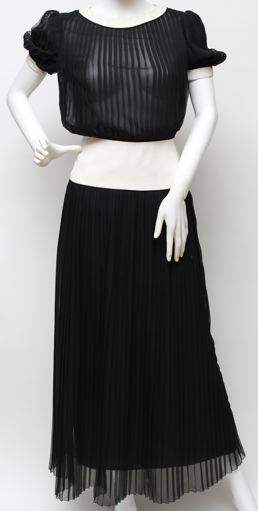 Vintage 1940's Silk Mary McFadden Pleated Couture Dress