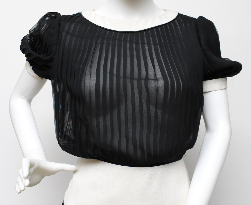 Vintage 1940's Silk Mary McFadden Pleated Couture Dress